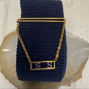 Vintage Swank Tie Clip and Chain -Monogrammed SS